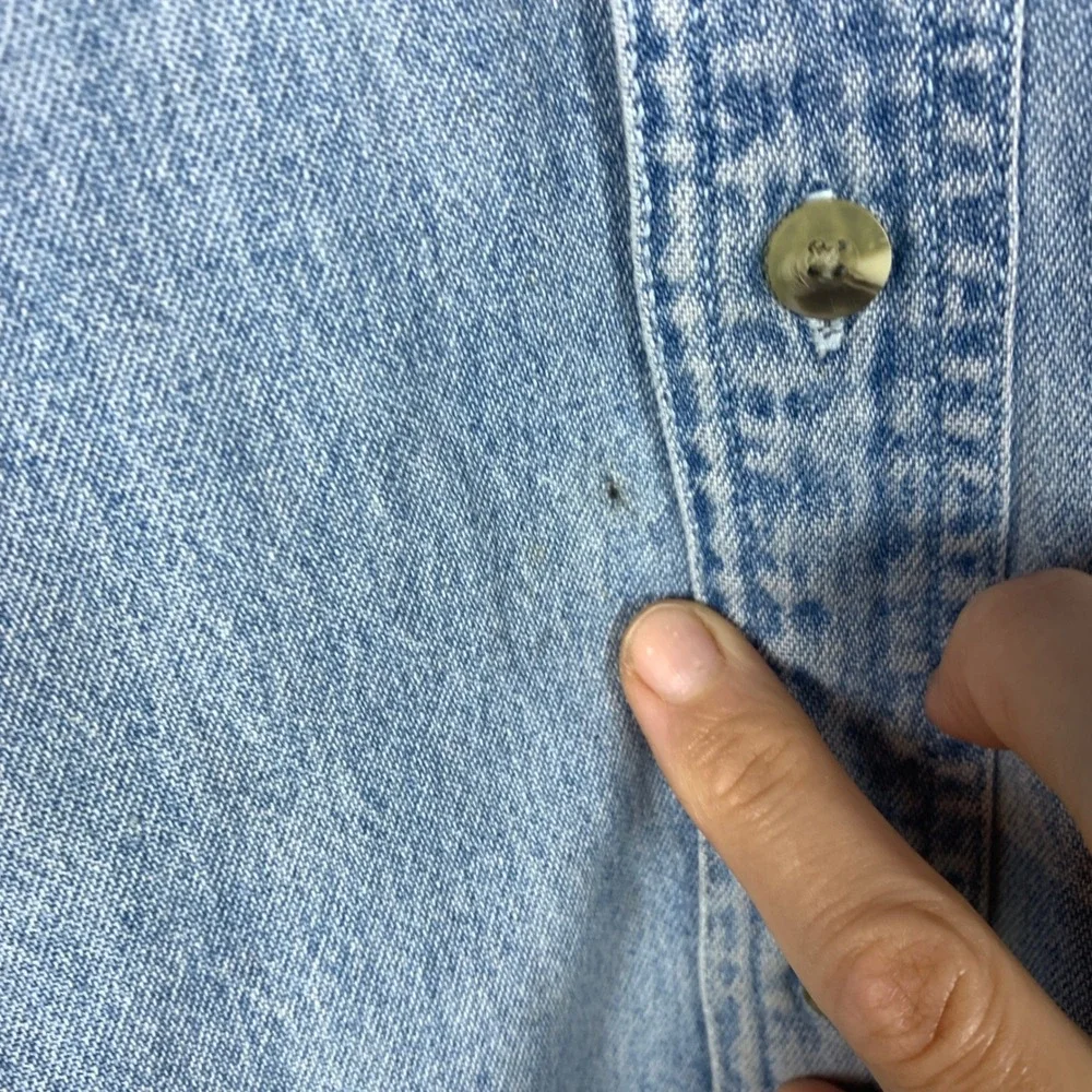 INC Denim Shirt Mens M‎ Blue Chambray Long Sleeve Workwear VTG 90s Hong Kong